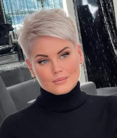 Micro Pixie Haircut, Funky Short Hair Over 50, Makeup For Gray Hair, Pixie Haircut Ideas, Chin Length Haircuts