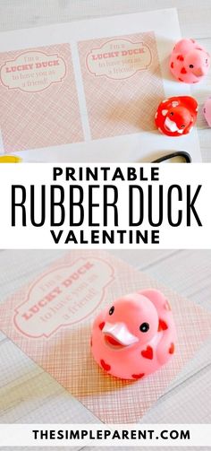 printable rubber duck valentine craft for kids to make with the help of their mother