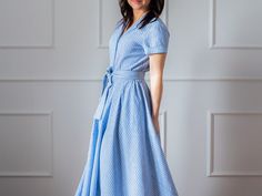 A timeless dress combining classic style and retro atmosphere, made of natural fabric made from a combination of linen and cotton. Additionally, the dress set includes a belt that will emphasize the waist. There are pleats at the waist at the front and back, which make the bottom more flared. The dress has pockets in the side seams and is fastened with buttons at the front. - Composition: 55% linen, 45% cotton If you have any questions please message me and I will be glad to answer. CARE: Washed Vintage Linen Midi Dress For Daywear, Fitted Linen Shirt Dress For Daywear, Elegant Fitted Collared Linen Dress, Classic Spring Dress With Tie Waist, Classic Spring Dresses With Tie Waist, Classic Linen Dress For Spring Daywear, Fitted Belted Linen Dress For Daywear, Fitted Linen Midi Dress With Collar, Fitted Linen Collared Midi Dress