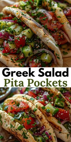 this greek salad pita pockets is loaded with fresh vegetables and herbs