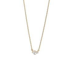 Like two friends, the diamonds in this necklace lean on one another to create a brighter look together. 10K gold A 1/10 ct. round and one smaller round diamond are set side by side 1/6 ct. t.w. of diamonds 18.0-inch adjustable rope chain necklace; spring-ring clasp Three Stone Cubic Zirconia Fine Jewelry Necklaces, Diamond Three Stone Round Cut Necklace, Fine Jewelry Diamond Three-stone Necklaces, Classic Three Stone Diamond Necklace, Classic Three-stone Diamond Necklace, Classic Cubic Zirconia Diamond Necklace With Three Stones, Classic Cubic Zirconia Three-stone Diamond Necklace, Classic Three Stone Diamond Necklace In Cubic Zirconia, Classic Three-stone Cubic Zirconia Diamond Necklace