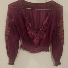 Preowned Length 16 Inches Bust 18 Inches Waist 21 Inches Sleeve 21 Inches Embroidered Blouse, Purple Gold, Checks, Top Blouse, Blouses, Womens Tops, Purple, Women's Top, Women Shopping