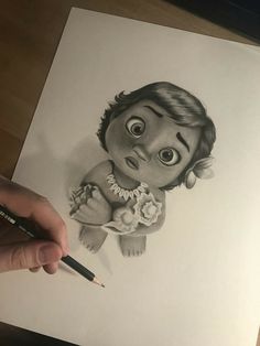 Moana Pencil Sketch, Baby Moana Drawing, Moana Drawing Ideas, Moana Sketch, Moana Sketches, Moana Drawing, Moana Art, Pencils For Drawing, Drawing Shading