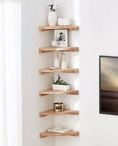 the corner shelves are made out of wood