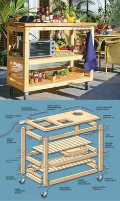 an image of a kitchen island made out of wooden pallets and plans for it