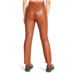 Steve Madden Faux Leather Pants - New With Tags Size: 26 Color: Cognac Elevate Your Style With These Sleek Steve Madden Faux Leather Pants In A Rich Cognac Hue! Perfect For Adding An Edgy Yet Sophisticated Touch To Any Outfit. Key Features: High-Waisted Design Slim Fit Through Hip And Thigh Straight Leg Classic 5-Pocket Styling Buttery Soft Faux Leather Material Measurements Laid Flat, Approx: Waist: 13” Hips: 17” Rise: 11” Inseam: 28” These Brand New Pants (With Tags Still Attached) Are A Versa Straight Cut Pants, Beauty Balm, Lip Hair, Loungewear Jumpsuit, Faux Leather Pants, Girl Gang, Straight Pants, Straight Leg Pants, Sweater Jacket