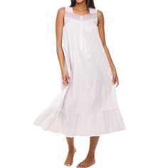 Step into a bygone era of elegance with the Alexander Del Rossa Women's Victorian Nightgown. This sleeveless, vintage-inspired nightgown is crafted from 100% premium cotton, ensuring a soft, breathable experience that's gentle on the skin. Perfect for relaxed evenings at home, its graceful design makes it suitable even when you have guests.

- Material: 100% Cotton
- Color: White with Floral on Gray
- Size: Small
- Gender: Female
- Age Group: Adult
- Features: Lace trim shoulder straps, pintucks Sleeveless Cotton Ruffle Nightgown, Sleeveless Cotton Nightgown With Ruffles, Cotton Sleeveless Nightgown With Ruffles, Sleeveless Ruffled Nightgown For Sleep, Sleeveless Cotton Nightgown With Lace Trim, Sleeveless Nightgown For Hospital, Sleeveless Cotton Nightgown, Sleeveless Cotton Night Dress, Cotton Nightgowns