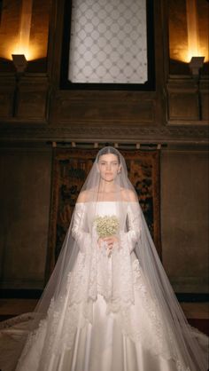 a woman in a wedding dress and veil