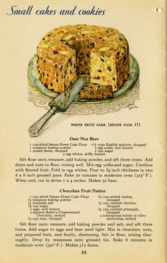 an old recipe for small cakes and cookies