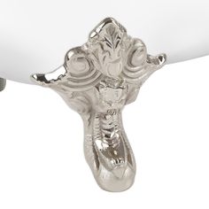 an elephant head is mounted to the side of a white ceiling fan with metal handles