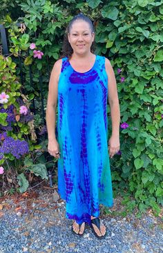 "Plus Size Summer Tank Dress, Tie Dye Tank Dress, Cotton Gauze Dress Dress, Shift, Dyed in Blues & Purple,, One Size or Plus - we do have the matching mask listed - free with $100 order Great dress, loose fitting and flowing, This fabric is a cool cotton gauze. This is the pattern I have been making the past few years. The only place it fits is the bust measurement under the arm - the rest is quite loose, you can see it drapes well. Yes, a little longer in the front that the sides. From the Shou Hand Dyed Blue Bohemian Dress, Bohemian Hand Dyed Blue Dress, Casual Tie Dye Dress With Natural Dye, Casual Tie-dye Dress With Natural Dye, Blue Summer Dress With Natural Dye, Casual Hand Dyed Cotton Dress, Casual Tie Dye Dress, Blue Bohemian Dress With Natural Dye, Blue Hand-dyed Beach Dress