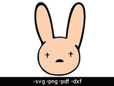 a rabbit face with the words svg png dxf