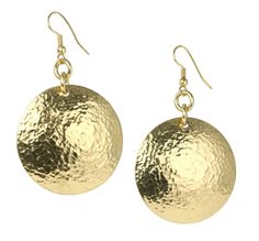 You can never go wrong with statement pieces, and these Hammered Nu Gold Disc earrings are guaranteed to make a statement. Providing you with hours of fun and flirty looks, these gold earrings are the go-to pair every woman should own. Measures approximately 2 1/2 inches in Length x 1 1/2 inches in Width Nu Gold (Red Brass) Brass is sealed with a protective coating to prevent Tarnish 14K Gold-filled French Earwires, for pierced ears only Gift Boxed Nu Gold Brass Jewelry Collection Video Award Winning Jewelry, Polymer Earrings, Hammered Brass, Casual Jewelry, Statement Drop Earrings, Disc Earrings, Cheap Jewelry, Beaded Dangle Earrings, Bar Earrings