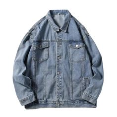 Advbridge AllSeason Winter Fashion Men's Solid Casual T-Shirts Loose Pockets Denim Jacket Coat Cool Boy Warm Sport Safari Style Statement Outfit, Jean Jacket Men, Mens Jackets Casual, Light Jeans, Oversized Denim Jacket, Vintage Denim Jacket, Safari Style, Denim Coat Jacket, Denim Jacket Men