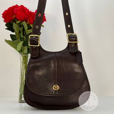 Vintage Coach #9235 Crescent Bag In Mocha Leather Made In The Original Nyc Factory & Estimated To Be From The 80's Includes Hangtag Condition- Some Mild Normal Wear Throughout, Please See Photos. There's Some Also Some Tearing In The Top/Border Layer Of Leather On The Strap, Please See Close Up Photos. Otherwise, Nice Vintage Condition. Please See Photos For Approximate Measurements. Thank You For Shopping With Us! Thrifted Bags, Dark Academia Bag, Bag Tour, Cheese Wheel, Crescent Bag, Drip Drip, Wishlist 2024, Mine Mine, Vintage Coach Bags