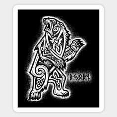 Bears have been a prominent feature in mythology and legend. Perhaps most notably by the Norse berserker warriors that looked to channel the bear’s strength and ferocity by wearing bear skins into battle. The bear has been an admired creature throughout many cultures throughout history. Bjorn is a name of Germanic origin meaning "bear." -- Choose from our vast selection of magnets to match with your desired size to make the perfect custom magnet. Pick your favorite: Movies, TV Shows, Art, and so Norse Berserker, Celtic Bear, Norse Mythology Tattoo, Viking Bear, 42 Tattoo, Viking Tattoo Symbol, Viking Tattoo Sleeve, Art Viking, Rune Tattoo