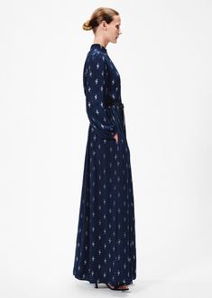 filippa dress Adam Lippes, Navy Print, Office Attire, Midnight Navy, Sweaters Knitwear, 2024 Collection, Fall 2024, Invisible Zipper, Elegant Dress