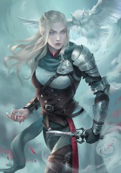 Heroic Fantasy, Female Warriors, Rpg Characters, Fantasy Warrior, Digital Art Illustration, Dnd Characters