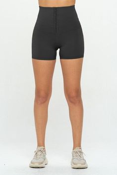 Experience the convenience of Buttery Soft slimming Shorts while toning your waist, smoothing your tummy, and lifting your butt. Take back control of your body and be confident that the shorts won't interfere with your slimming goals. Perfect for the gym, yoga, or casual wear, you'll be sure to keep slimming at the speed you desire. The unique construction and breathable fabric ensures maximum comfort and flexibility while you exercise, allowing you to move freely without ever feeling restricted Corset Leggings, Body Shaper Corset, Black Hooks, Chrome Color, Corset Waist, Active Outfits, Long Leggings, Vegan Fashion, Chrome Colour