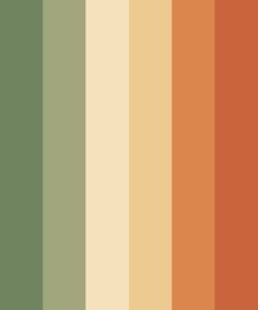 an orange, green and yellow color scheme with the same hues in each section