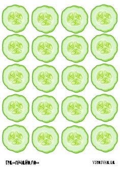 cucumber slices cut in half and arranged on a white background with the words