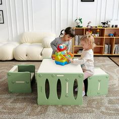 Banasuper kids table & chair set is sure to keep your children happily occupied. All pieces are made from thickened HDPE material ,and have smooth edges and a streamlined appearance. We just love how versatile and multifunctional this set is: Use it as a desk- style table with two chairs, or flip the desk over  it becomes a high-backed bench  and turn the chairs on their sides to create two tables. The fun never ends! Designed for everyday use in daycares and preschools, perfect for the home . W Children Desk, Kids Table Chair Set, Cube Chair, Play Activity, Toddler Table And Chairs, Toddler Table, Drawing Table, Table And Chair Set, Kid Desk