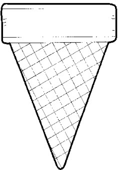 an ice cream cone is shown in black and white