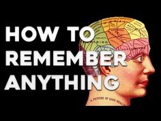 a poster with the words how to remember anything written on it and a drawing of a woman's head