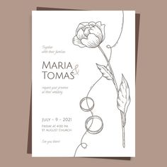 a wedding card with a drawing of a flower on the front, and text that reads maria tomass