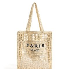 Antmvs Summer Beach Bucket Bag Ladies Fashion Brand Letter Straw Handbag for Women Hollow Big Tote Shoulder Bag Shopper Underarm Bag Beige Straw Shopping Bag In Pouch Shape, Beige Pouch Straw Bag For Shopping, Beige Pouch Beach Bag For Shopping, Beige Crochet Pouch Bag For Shopping, Khaki Rectangular Shopping Bag, Rectangular Khaki Shopping Bag, Chic Khaki Bag For Shopping, Chic Khaki Shopping Bag, Beige Summer Bags With Dust Bag Included