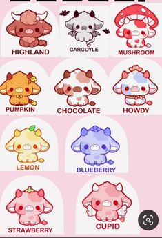 the different kinds of animals are shown in this cartoon character sticker sheet, which is also