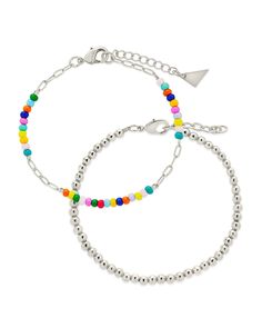 Treat Yourself To This Bold And Bright Pair Of Bracelets! One Features A Row Of Dainty Metallic Beads While The Other Is Adorned With Colorful Beads And Luxe Links.Product Care : Clean With A Polishing Cloth, Do Not Use Harsh Chemicals To CleanMaterial : 14K Gold Plated Brass Bootie Sandals, Straw Bags, Sneaker Slippers, Maggy London, Baby Boy Shoes, Pajama Robe, Tie And Pocket Square, Toddler Girl Outfits