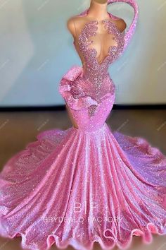 Pink Prom Dresses Black People, Cute Prom Dresses Pink, Irredescent Prom Dresses, Pink Rhinestone Prom Dress, Cheap Pink Prom Dresses, Deep Pink Prom Dress, Pageant Mermaid Dress With Ruffles, Hot Pink Prom Dress Black Women, Pink Dress With Train