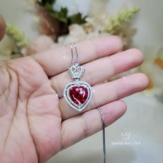 "Large Red Ruby Heart Jewelry High Quality unique Artisan design full sterling silver made ◆◆Pendant ◆Main stone: 12mm Created Red Ruby ◆Pendant Height ( include bail) :31mm ◆Pendant Holder (bezel & Bail) : 925 Sterling Silver Accent Stone: Sim Diamond ◆◆ Necklace chain : Platinum coated 925 sterling silver Box Chain with length option from 16\" ~20\". The model wearing the default size 18\". 16 inch = 40cm 18 inch = 45cm 20 inch = 50cm ◆◆Please pay attention to the size Some photos have bee Red Heart Cut Diamond Necklace, Luxury Red Jewelry For Valentine's Day, Red Heart Necklace For Valentine's Day, Red Round Heart Necklace For Valentine's Day, Luxury Red Heart Pendant Necklaces, Luxury Red Heart Cut Jewelry, Luxury Red Heart Pendant Necklace, Luxury Red Sterling Silver Necklace, Luxury Red Heart Pendant Jewelry