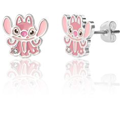 Embrace the enchanting world of Disney's Lilo and Stitch with this Silver Plated Angel & Flower Stud Earring Set. Each earring features a delightful design inspired by the beloved characters, adding a touch of whimsy to your everyday style. Pink Disney Jewelry For Gifts, Disney Style Pink Jewelry Gift, Pink Disney Jewelry For Gift, Lilo And Stitch Experiments, Stitch And Angel, Earring Trends, Disney Lilo, Hoop Earring Sets, Flower Stud