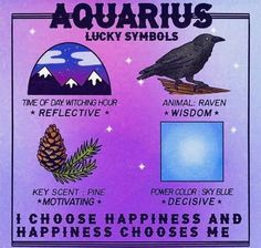 an aquarius lucky symbols poster with the words,'choose happiness and happiness choices '