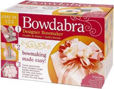 box of bowdabra designer bowmaker kit with instructions for making bows and more