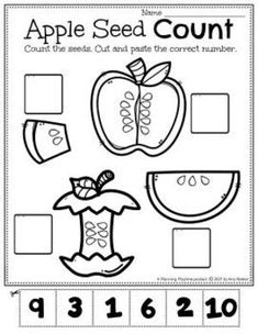 an apple seed count game for preschool