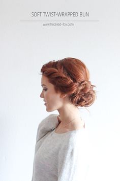 The Freckled Fox: The Soft Twist-wrapped Bun Hairstyle Freckled Fox, Wedding Hairstyles Tutorial, Asymmetrical Hairstyles, Easy Bun Hairstyles, Shoulder Hair, Bun Hairstyle, Funky Hairstyles, Fringe Hairstyles, Wedding Hairstyles Updo