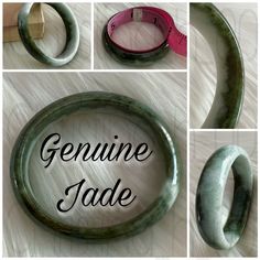 This Is A Nice Substantial Wide Slightly Ovular Jade Bangle Bracelet. Approximately And Just Slightly Over 1/2" Wide. Cold To Touch. Real Jade, Not Cracked Or Broken Or Scratched. Beautiful Shine And Not Dull At All. Colors Range From Deep Greens To Light Milky Greens To White, Mostly Opaque To Semi Opaque. Touch Of Other Varieties Of Green Like What I’d Call Deep Spinach Green To Forrest Greens. The Bracelet Is Approximately A 1/2 Inch Wide (A Little Over, Must See Pictures). And Right At An Approximate 6 Inches In Diameter (See Pictures). For A Very Small Wrist Or Child I Imagine. My Best Recommendation For Assessment Of Fit, L'd Say, Is To Measure A Bangle You Already Own, Then Compare Elegant Jade Bracelets For Wedding, Elegant Jade Bangle, Handmade Elegant Jade Bangle, Elegant Jade Round Bangle, Formal Jade Bangle Bracelet, Elegant Jade Bangle For Formal Occasions, Jade Bangle Bracelet, James Avery Jewelry, Jade Bangle