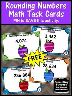 rounding numbers math task cards to save this activity