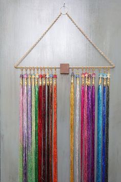 Hanging Hair Tinsel for Hair Salons, 17 Colors & Wall Display, 26 or 36 Inch Options, Wall Display Sold Separately - Etsy Hair Tinsel Holder, How To Organize Hair Tinsel, Hair Tinsel Extensions, Storing Hair Tinsel, Hair Tinsel Display Ideas, Tinsel Storage, How To Store Hair Tinsel, Hair Extension Display Wall, Hair Tinsel Display