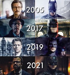 the evolution of batman movies from 2009 to present in 2011 and 2013, with pictures of their characters