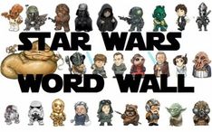 star wars word wall with many different characters