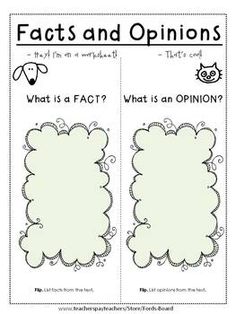 the fact and opinion worksheet for students to use in their writing workbook