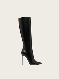 Brand Description: The Prestyn High-Stiletto Boots redefine modern elegance with a daring and sleek silhouette. These boots are crafted from premium PU leather, offering a refined, glossy finish that instantly elevates any outfit. With a 12cm stiletto heel, they add a confident lift while maintaining comfort through soft lining and a structured design. Perfect for nights out, formal events, or making a statement in everyday wear, these boots elongate the leg and exude a sophisticated, bold charm Elegant 4-inch Heel Boots For Work, Luxury High Heel Knee-high Boots For Business, Tall Boots For Evening Wear, Elegant Heeled Boots With Reinforced Heel, Luxury Evening Heeled Boots With High Shaft, Sleek Boots With 4-inch Heel For Night Out, Luxury High Shaft Heeled Boots For Evening, Elegant Winter Boots With 4-inch Heel, Chic Formal High Heeled Boots