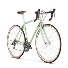 a green bicycle is shown against a white background