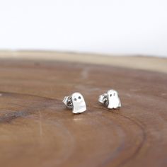 Halloween Ghost Earrings Handmade Sterling Silver Halloween Earrings, Spooky Nickel-free Silver Earrings, Spooky Nickel-free Jewelry For Gifts, Spooky Silver Pierced Earrings, Spooky Silver Nickel-free Earrings, Spooky Nickel-free Jewelry Gift, Silver Earrings For Halloween Gift, Spooky Silver Earrings For Gift, Mountain Earrings