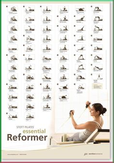 a woman is sitting on the floor with her feet up in front of an exercise poster