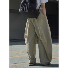 Summer Curved Wide Leg Apricot Casual Pants Fabric: Cotton Size: S, M, L, Multiple Color Selections: Apricot  Season: Spring, Fall, Summer Solid Color Baggy Wide Leg Parachute Pants, Solid Baggy Wide Leg Parachute Pants, Baggy Solid Color Cargo Pants, Baggy Solid Cargo Pants, Khaki Summer Outdoor Pants, Oversized Solid Color Bottoms With Pockets, Summer Outdoor Solid Color Pants, Casual Full Length Oversized Bottoms, Casual High Waist Oversized Pants